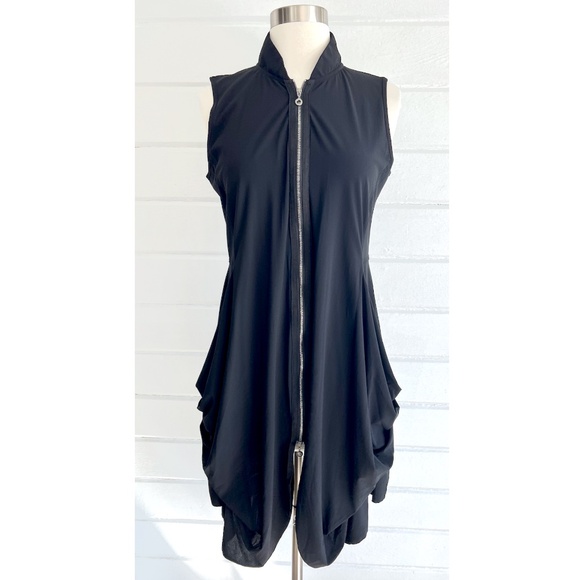 SUNLIGHT Paris Full Zip Sleeveless Draped Asymmetrical Tunic Lagenlook - T2/M - Picture 1 of 12